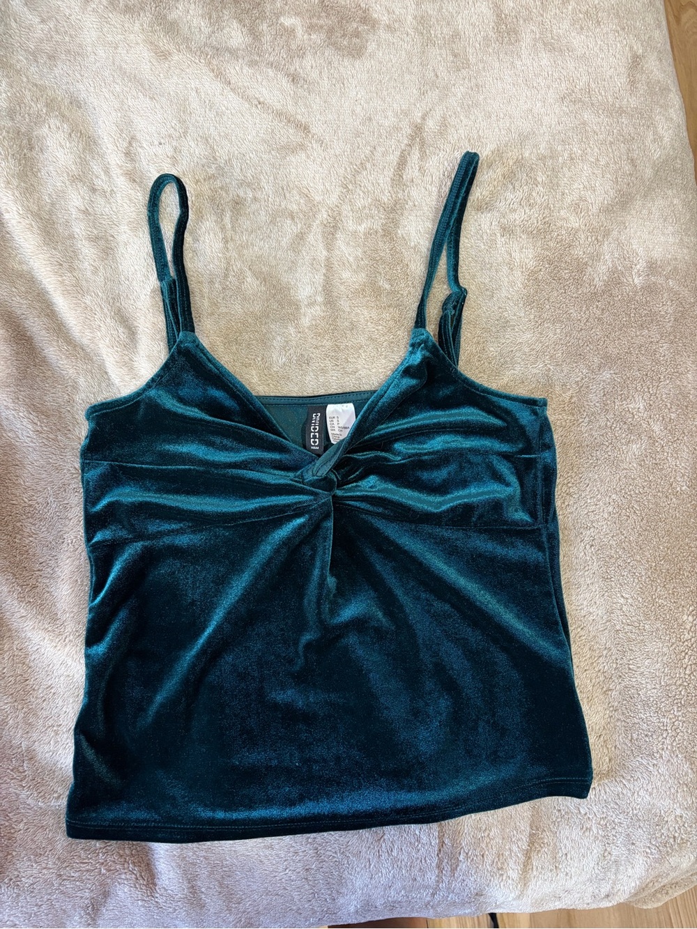 Divided Velvet Twist-Front Cami in Deep Teal